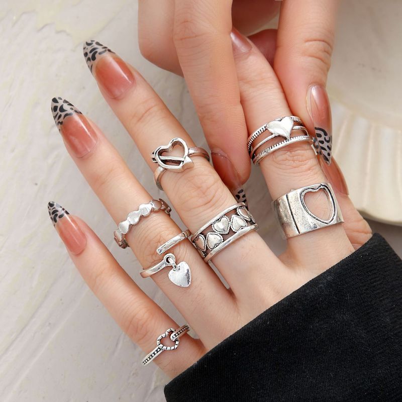 Fashion Heart Shape Metal Plating Open Ring