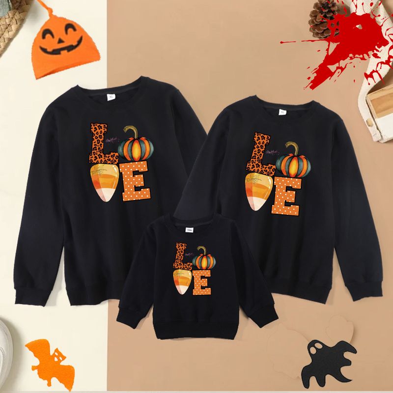 Cross-border Halloween Children's Clothing Autumn Parent-child Clothes A Family Of Three Long-sleeved Casual Children's Pumpkin Lettered Casual Sweater