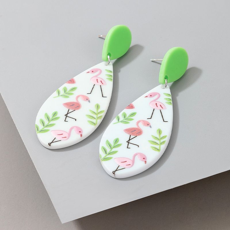 Mignon Feuilles Oiseau Arylique Boucles D'oreilles