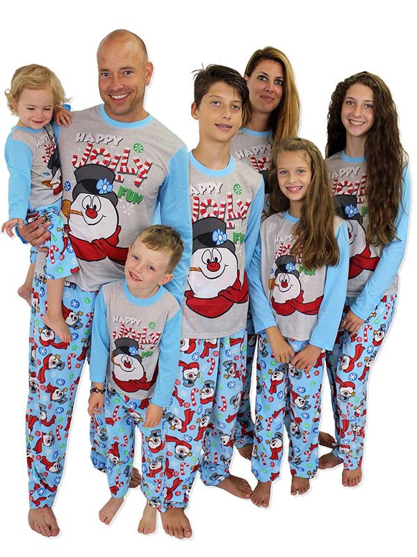 Casual Cartoon Snowman Cotton Family Matching Outfits