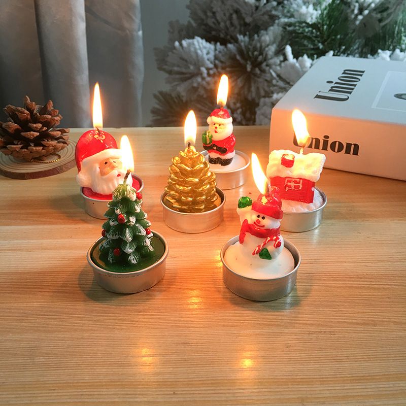 Weihnachten Weihnachtsbaum Weihnachtsmann Schneemann Paraffin Gruppe Kerze