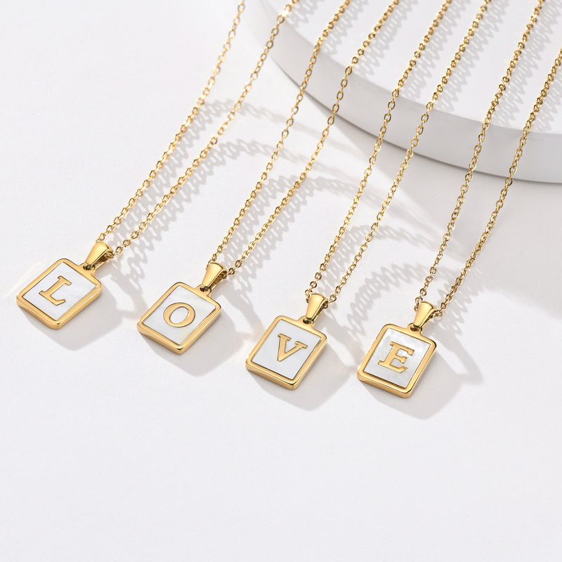 Modern Style Geometric Letter Titanium Steel Pendant Necklace Plating Stainless Steel Necklaces