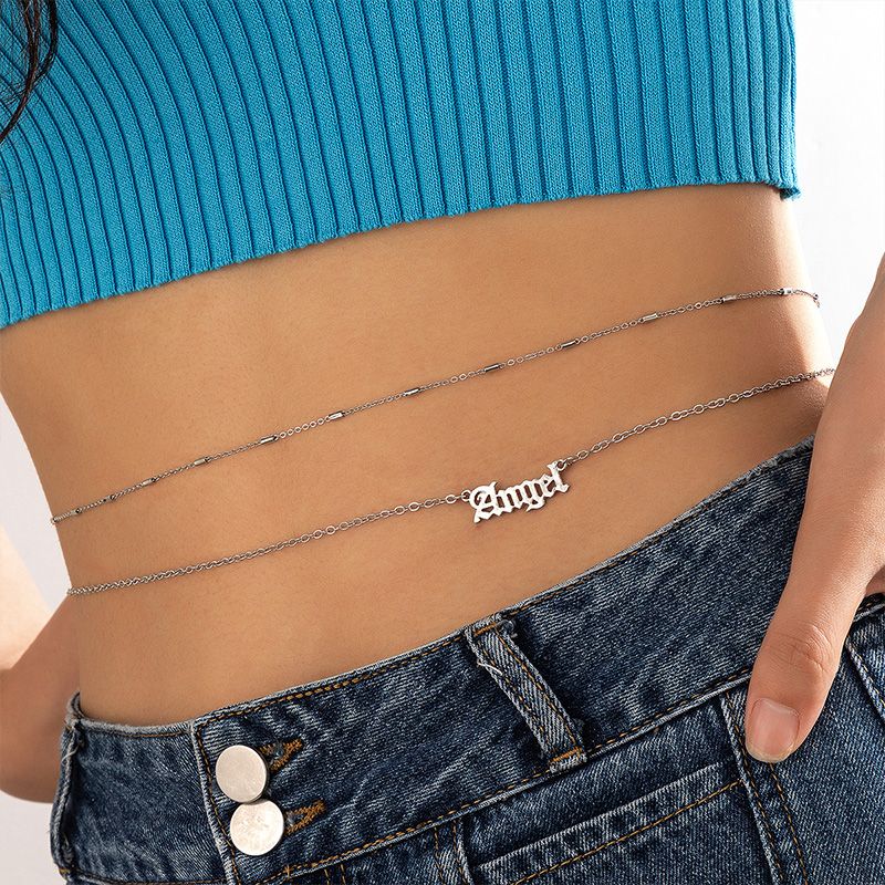 Simple Style Letter Alloy Layered Unisex Waist Chain