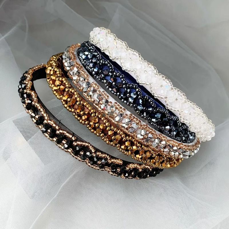 Fashion Solid Color Cloth Beaded Hair Band