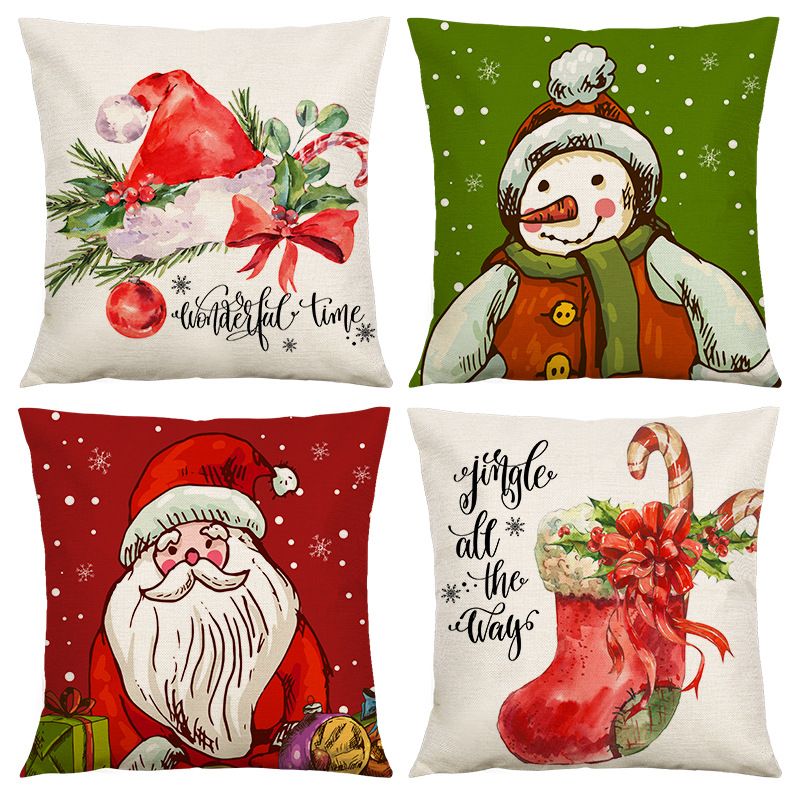 Cute Santa Claus Linen Pillow Cases