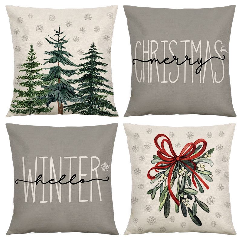 Fashion Christmas Tree Letter Linen Pillow Cases
