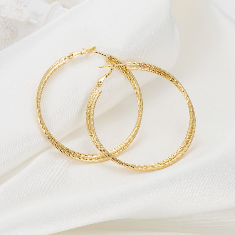 Mode Kreis Kupfer Vergoldet Reif Ohrringe 1 Paar