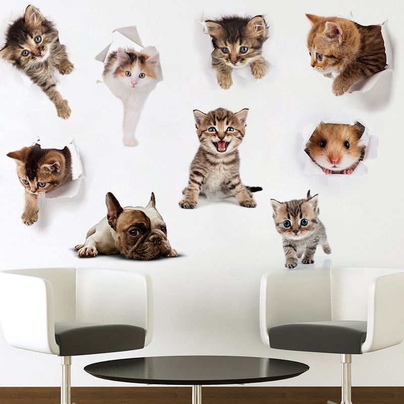 Lindo Gato Pvc Pegatina De Pared