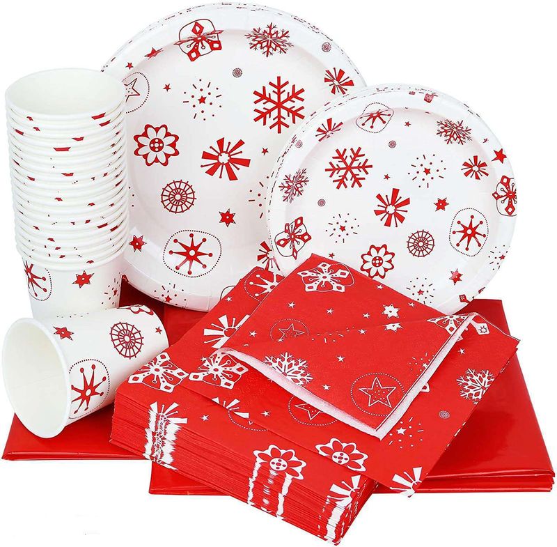 Weihnachten Schneeflocke Papier Gruppe Geschirr