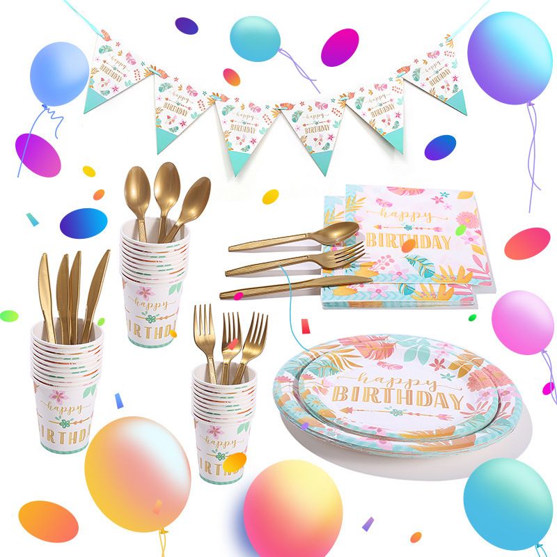 Birthday Plant Paper Party Tableware