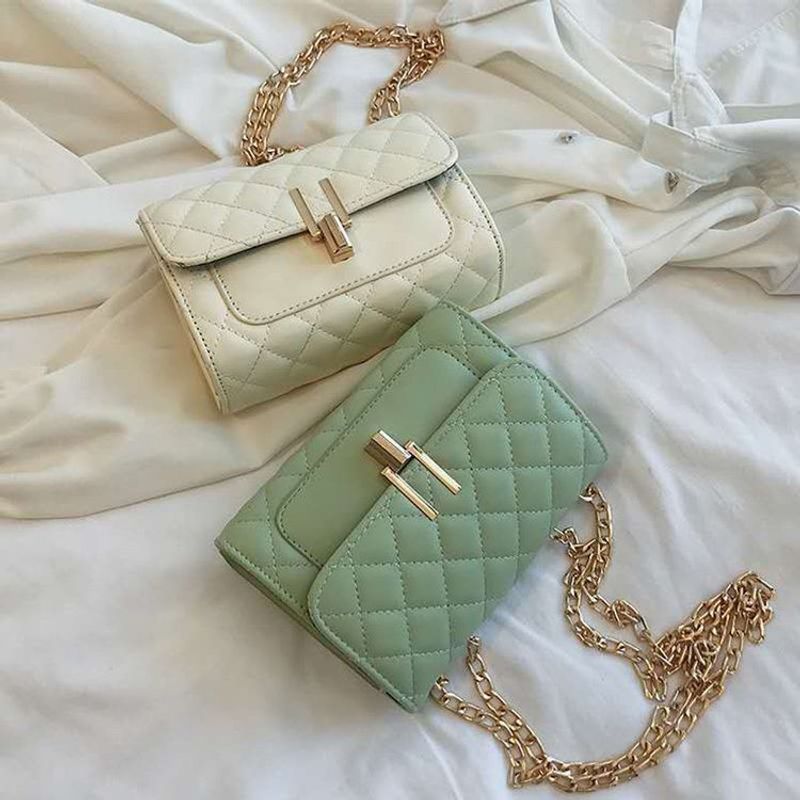 Women's Small Pu Leather Lingge Fashion Square Lock Clasp Crossbody Bag