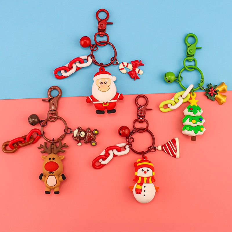 Cute Christmas Tree Santa Claus Metal Patchwork Unisex Keychain