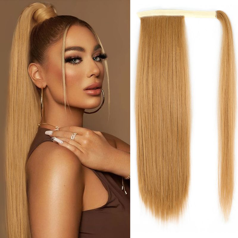 Women's Fashion Brown Gold Weekend High Temperature Wire Straight Hair Wigs