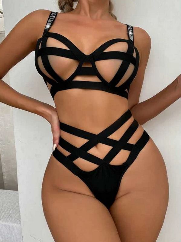 Solid Color Adjustable Strap Sexy Polyester High Waist Thong Sexy Lingerie