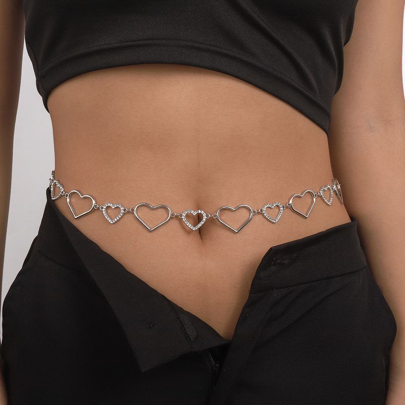Fashion Heart Shape Alloy Inlay Rhinestones Women's Waist Chain
