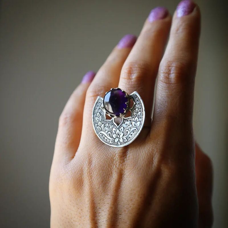 Bohemian Geometric Alloy Inlay Artificial Gemstones Women's Rings