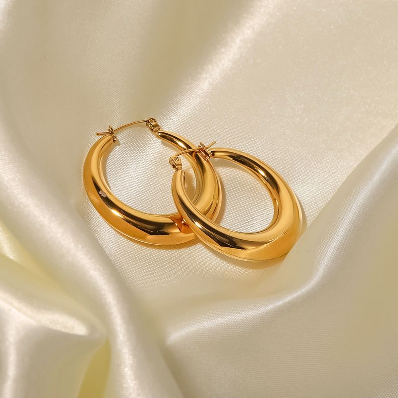 Fashion Circle Gold Plated Stainless Steel Gold Plated Hoop Earrings