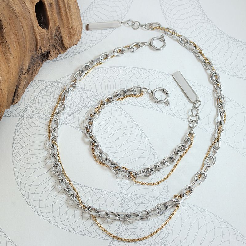 Mode Geometrisch Titan Stahl Überzug Frau Armbänder Halskette