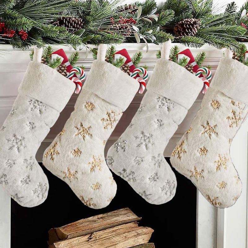 Noël Mode Flocon De Neige Polyester Fête Chaussettes De Noël