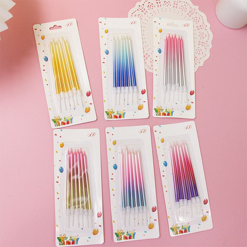 Birthday Gradient Color Paraffin Party Candle 1 Set
