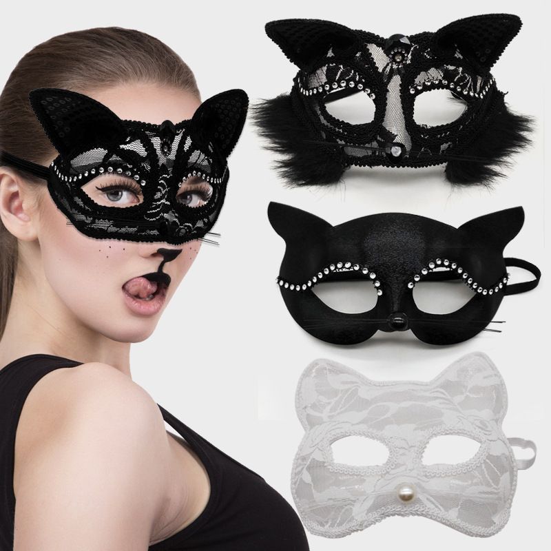 Halloween Katze Spitze Gruppe Party Maske