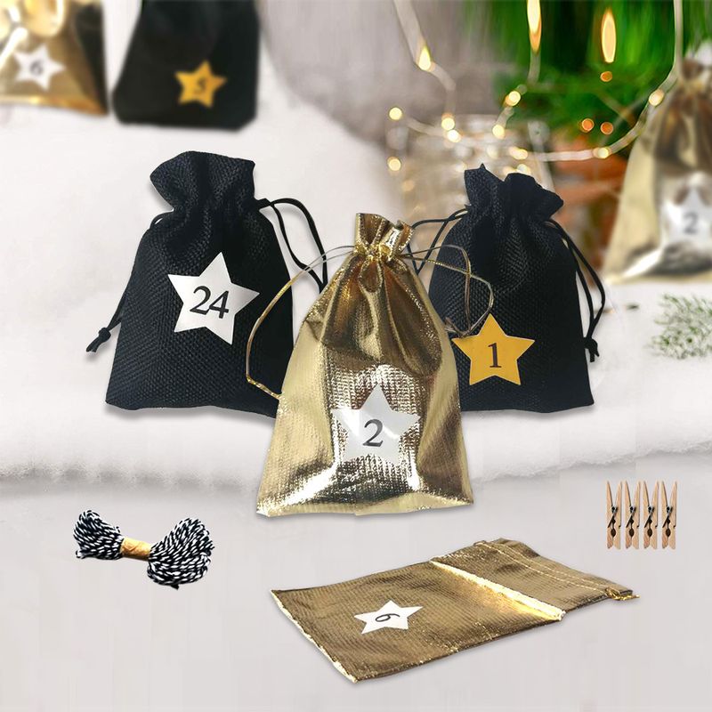 Christmas Fashion Solid Color Linen Party Festival Gift Bags 1 Set