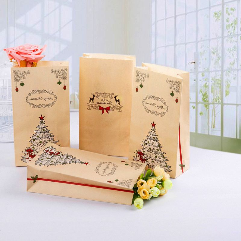 Christmas Fashion Christmas Tree Santa Claus Kraft Paper Gift Bags