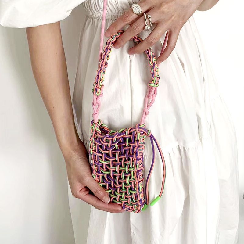 Fashion Solid Color Square String Handbag