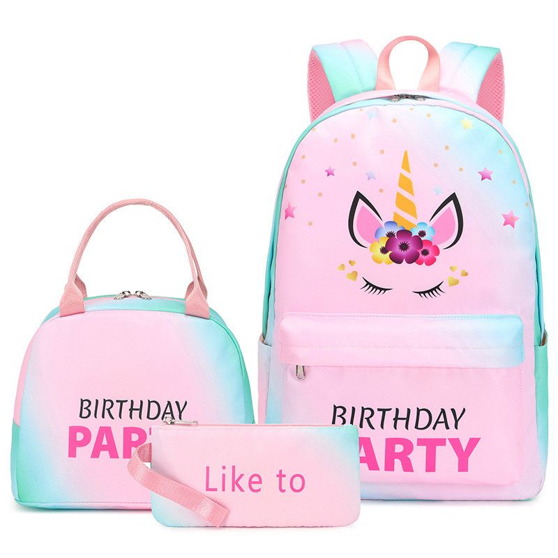 Cute Letter Gradient Color Square Zipper Fashion Backpack