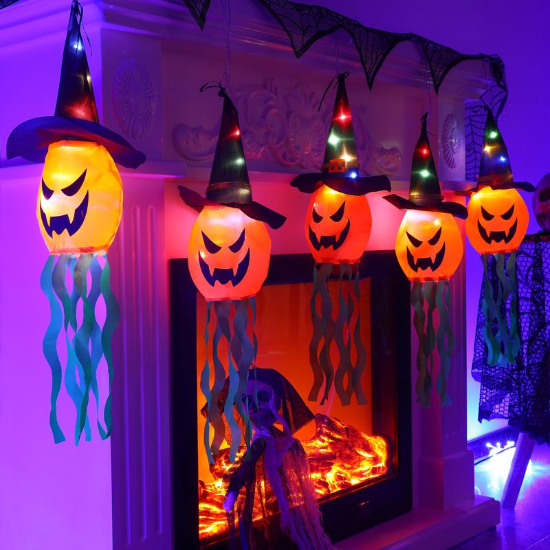 Halloween Gotisch Kürbis Gemischte Materialien Gruppe Beleuchtung