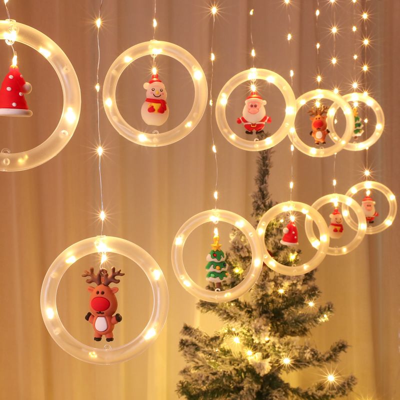 Weihnachten Süß Weihnachtsbaum Schneemann Kunststoff Gruppe Lichterkette