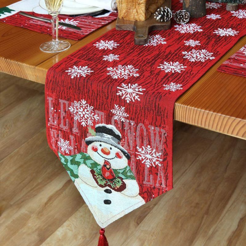 Fashion Snowman Snowflake Linen Tablecloth