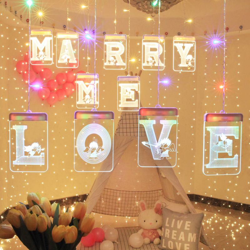 Valentine's Day Cute Letter Arylic Party Lightings