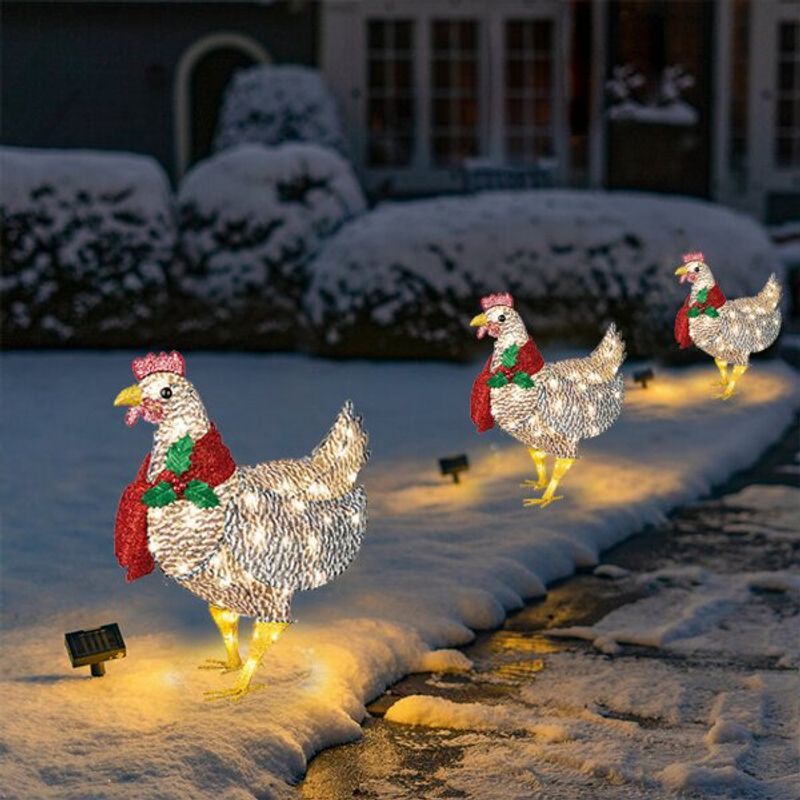 Weihnachten Pastoral Huhn Harz Gruppe Beleuchtung