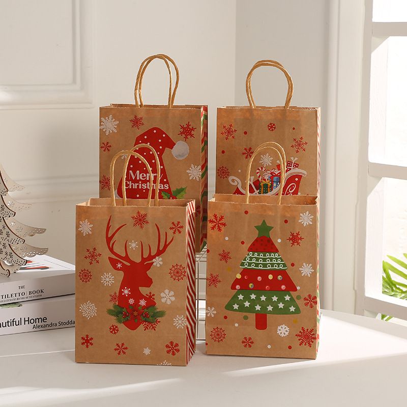 Christmas Cute Christmas Hat Christmas Tree Elk Kraft Paper Daily Gift Bags 1 Piece