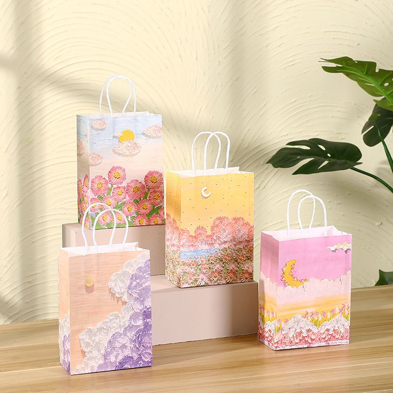 Cumpleaños Moda Flor Papel Kraft A Diario Bolsas De Regalo 1 Pieza