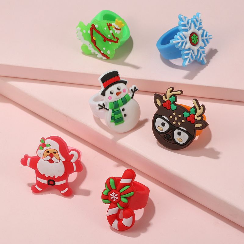 Style De Bande Dessinée Père Noël Pvc Époxy Enfants Anneaux 1 Pièce