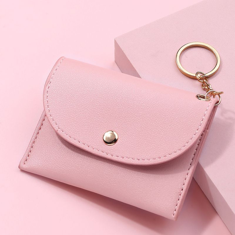 Women's Geometric Solid Color Pu Leather Buckle Coin Purses