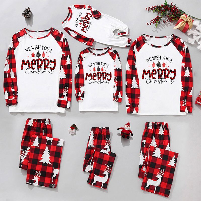 Casual Christmas Tree Polyester Pants Sets Casual Pants Blouse Family Matching Outfits