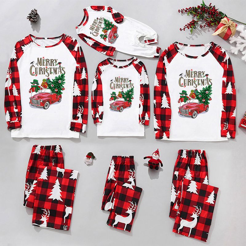 Lindo Árbol De Navidad Poliéster Conjuntos De Pantalones Traje Blusa Trajes A Juego Para La Familia