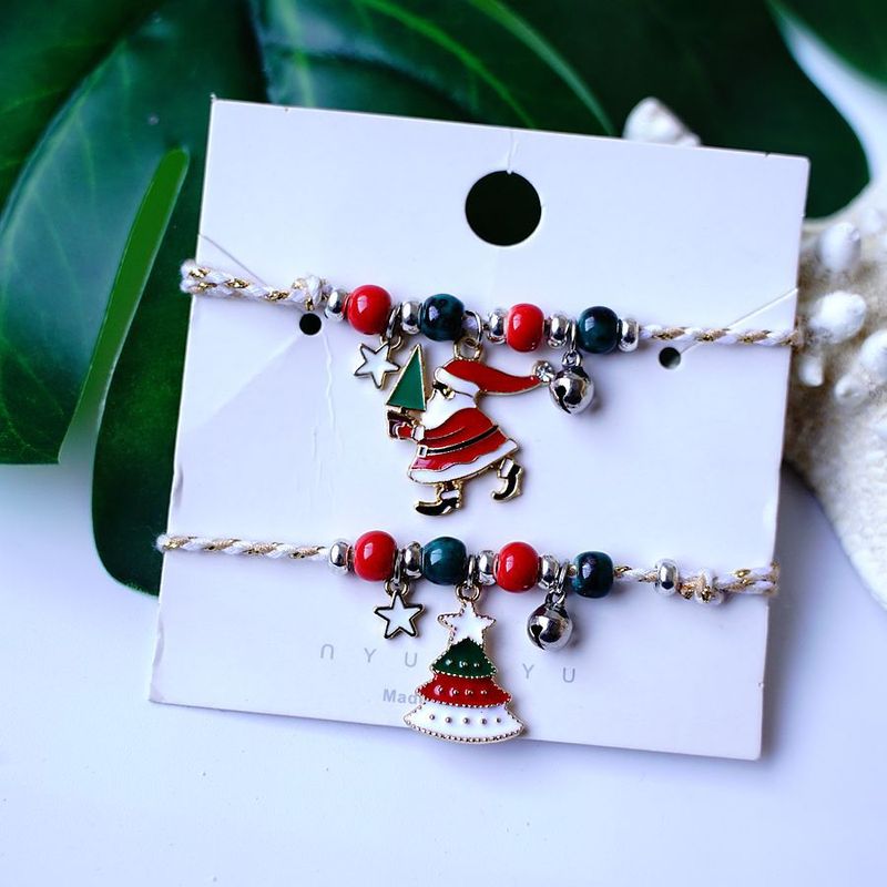 Fashion Santa Claus Snowman Alloy Enamel Women's Bracelets 1 Piece