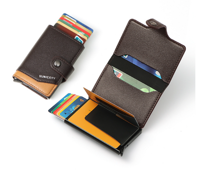 Men's Solid Color Pu Leather Buckle Card Holders