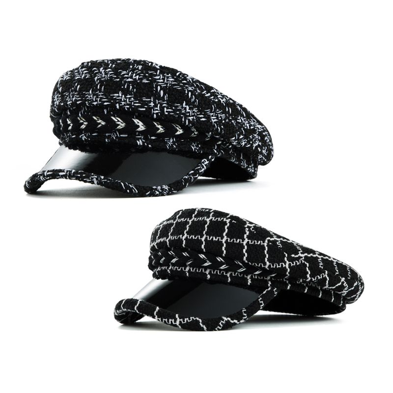 Women's Simple Style Lattice Braid Curved Eaves Beret Hat