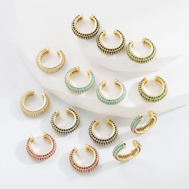Fashion Circle Copper Earrings Inlay Zircon Copper Earrings