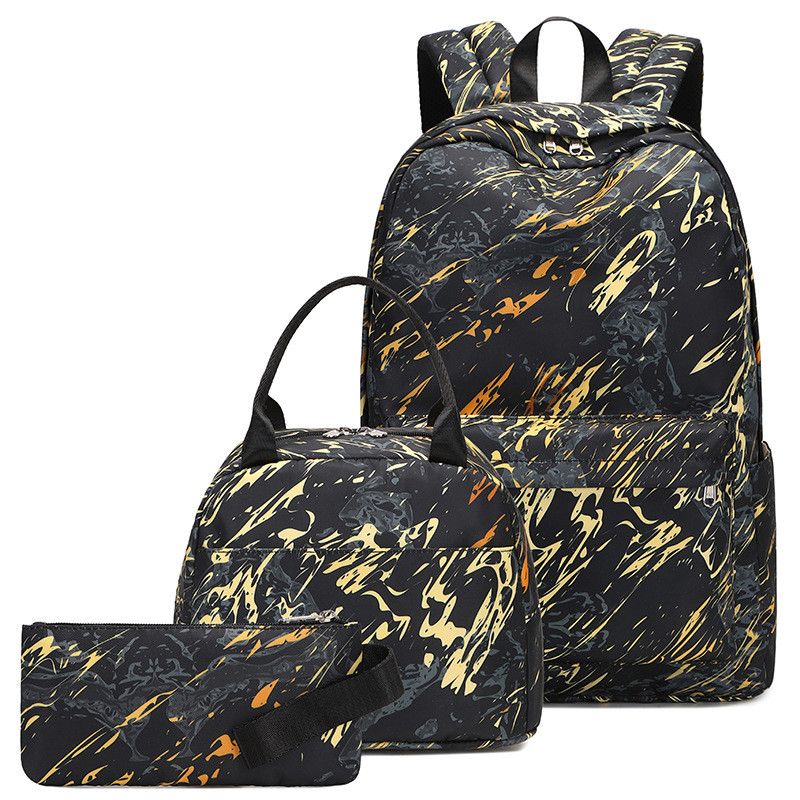 Unisex Medium All Seasons Polyester Printing Fashion Square Zipper Functional Backpack