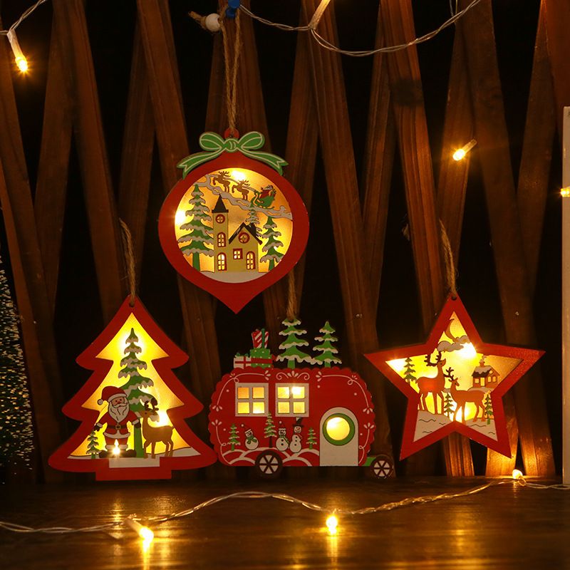 Weihnachten Weihnachtsbaum Stern Holz Gruppe Hängende Ornamente