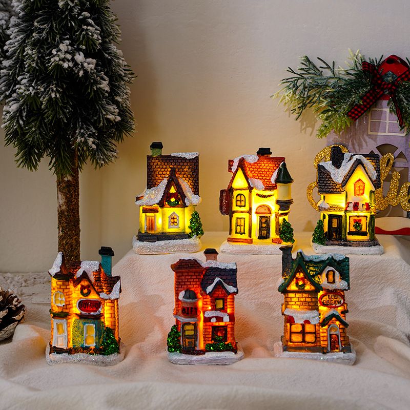 Weihnachten Haus Harz Gruppe Ornamente