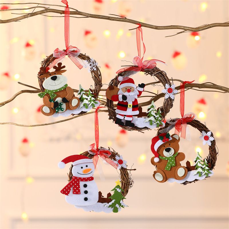 Weihnachten Weihnachtsmann Schneemann Tuch Gruppe Hängende Ornamente