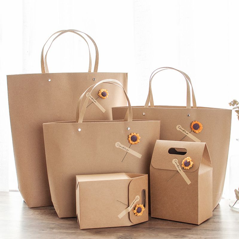 Retro Solid Color Kraft Paper Festival Gift Bags