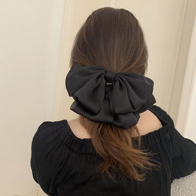 Sweet Solid Color Cloth Bowknot Hair Clip